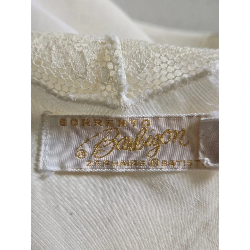 Vintage Barbizon Sorrento White Lace Pleated Slip Dress Zephaire Batiste Size 40 - Picture 5 of 9